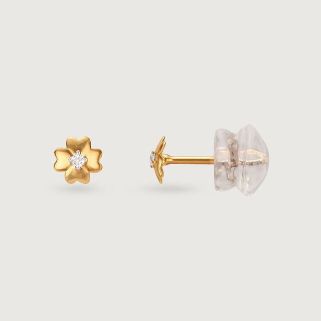 Floral Glow 14 Kt Gold and Diamond Stud Earrings,,hi-res image number null
