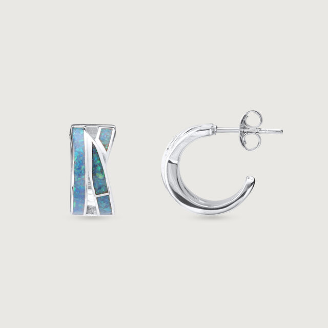 Shine Waves Silver Hoop Earrings,,hi-res image number null