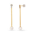 14KT Yellow -White Gold Shoulder Duster Drop Earrings,,hi-res view 2