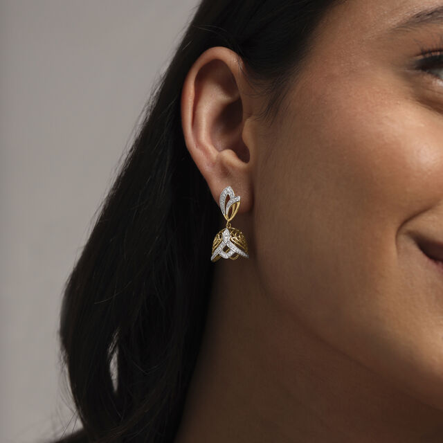 Radiant Bloom Diamond Jhumka,,hi-res image number null