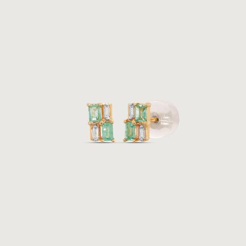 Modern Grid Diamond Stud Earrings