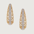 Intricate Glam Gold & Diamond Hoop Earrings,,hi-res view 3