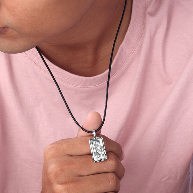 Textured Bar Silver Pendant,,hi-res image number null