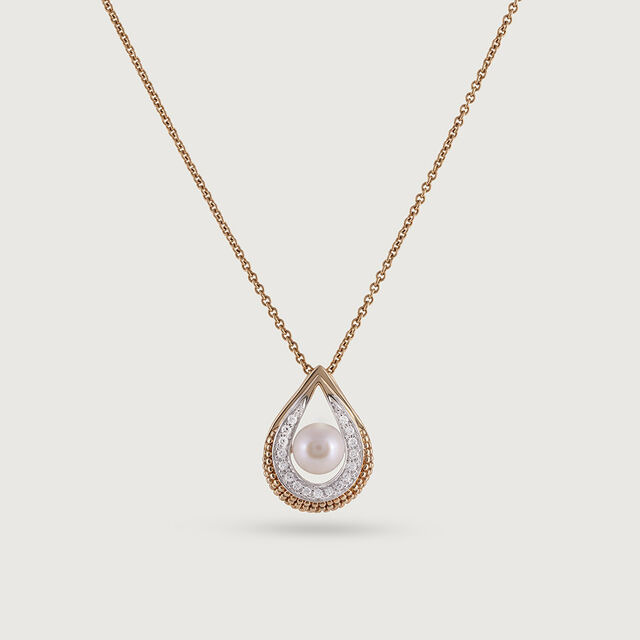 Soft Lustrous Pearl & Diamond Pendant,,hi-res image number null