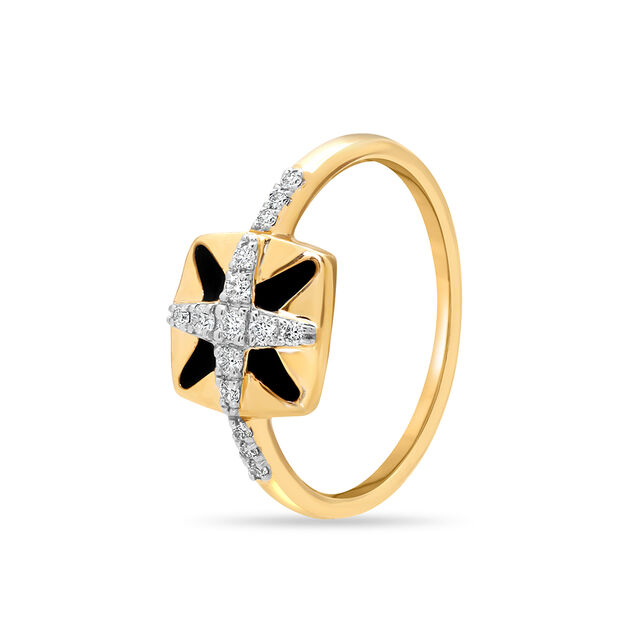 18KT Yellow Gold Geometric Sparkle Diamond Ring,,hi-res image number null