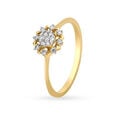 14KT Yellow Gold Diamond Finger Ring With Floral Design,,hi-res view 1