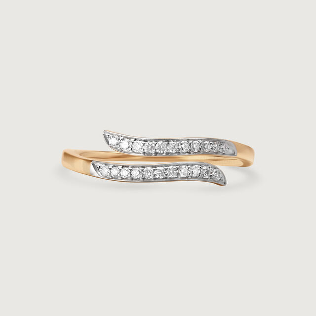 Golden Coiled 14 Kt Gold & Diamond Ring,,hi-res image number null
