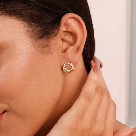 Twisted Loop Gold Stud Earrings