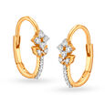 Delightful 18 Karat Yellow Gold And Diamond Floral Hoops,,hi-res view 2