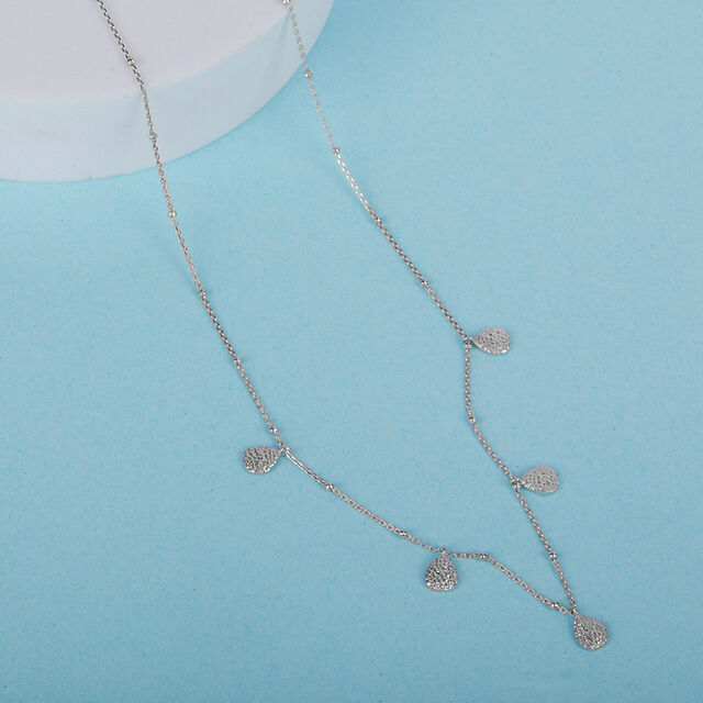 Teardrop Charm Silver Necklace,,hi-res image number null