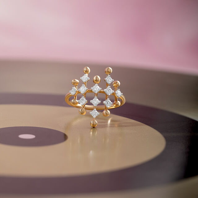 Disco Beat Gold & Diamond  Finger Ring,,hi-res image number null