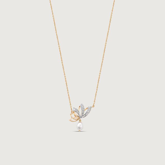 Lotus Bloom Pearl and Diamond Necklace,,hi-res image number null