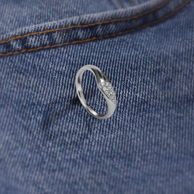 Sleek Asymmetric Silver Ring,,hi-res image number null