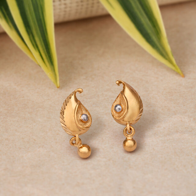 Dainty Peacock Inspired Gold Drop Earrings