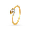 Charming 18 Karat Yellow Gold And Diamond Leaf Ring,,hi-res view 2