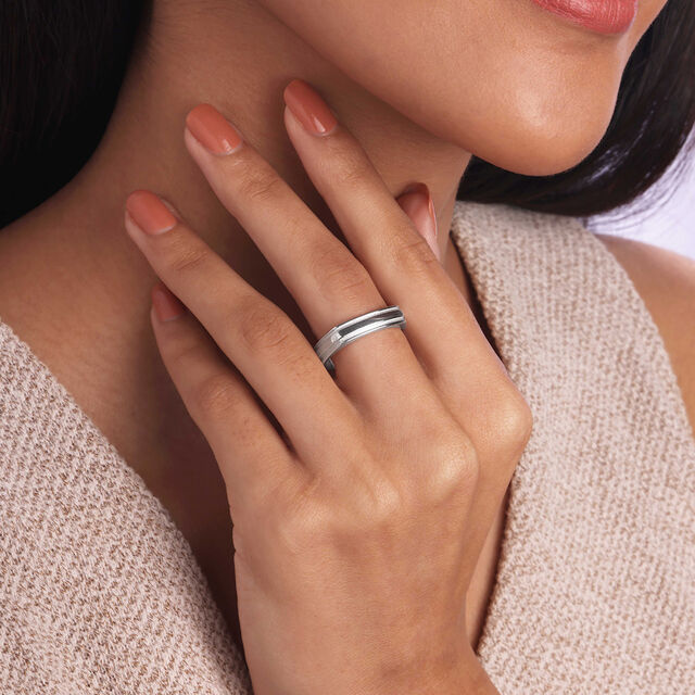 Geometric Edge Silver Ring,,hi-res image number null