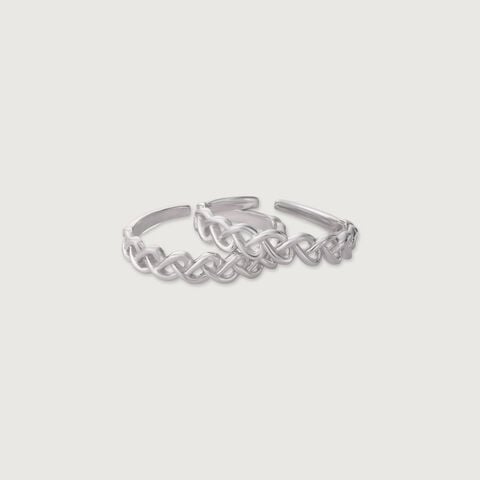 Swirl Mesh Silver Toe Rings