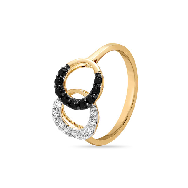 14KT Yellow Gold Sleek Semicircles Diamond Ring,,hi-res image number null