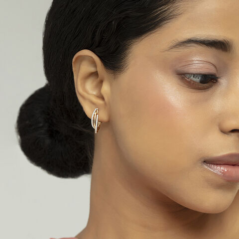 Sleek Elegance Gold & Diamond Hoop Earrings
