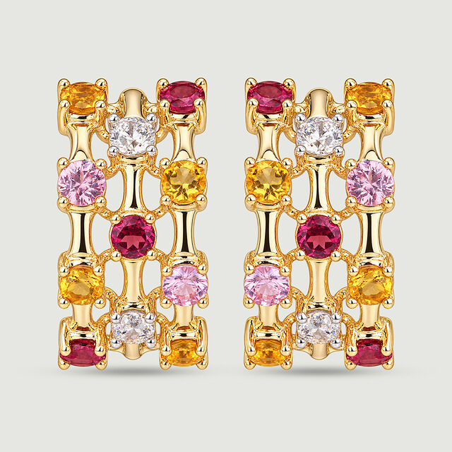 Warm Radiant Citrine Sapphire and Garnet Hoop Earrings,,hi-res image number null