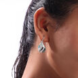 Mother of Pearl Aqua Silver Hoop Earrings,,hi-res view 2