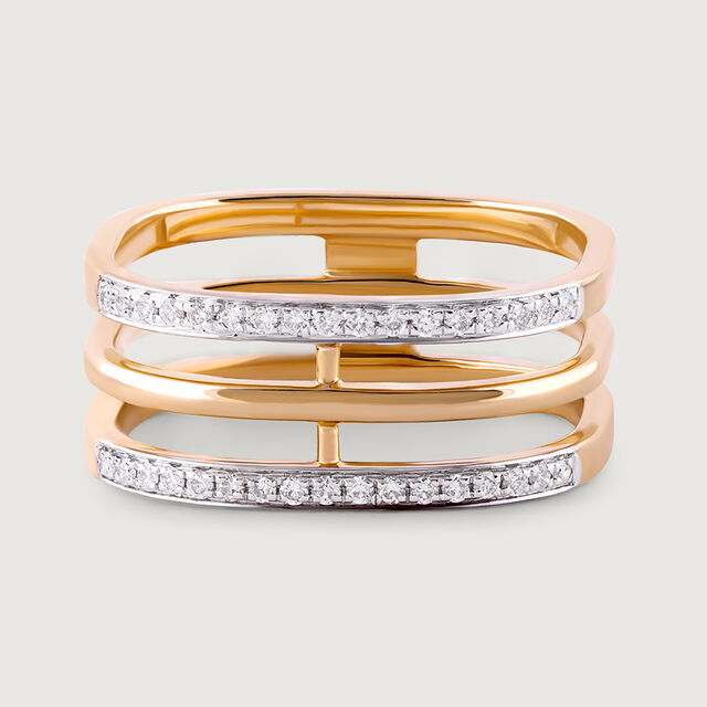 Sleek Layers Gold & Diamond Finger Ring,,hi-res image number null