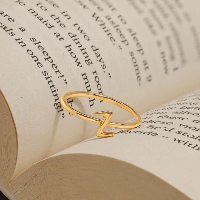 Letter Z 14KT Yellow Gold Initial Ring,,hi-res image number null