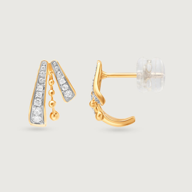 Golden Ray burst 14KT Diamond Stud Earrings,,hi-res image number null