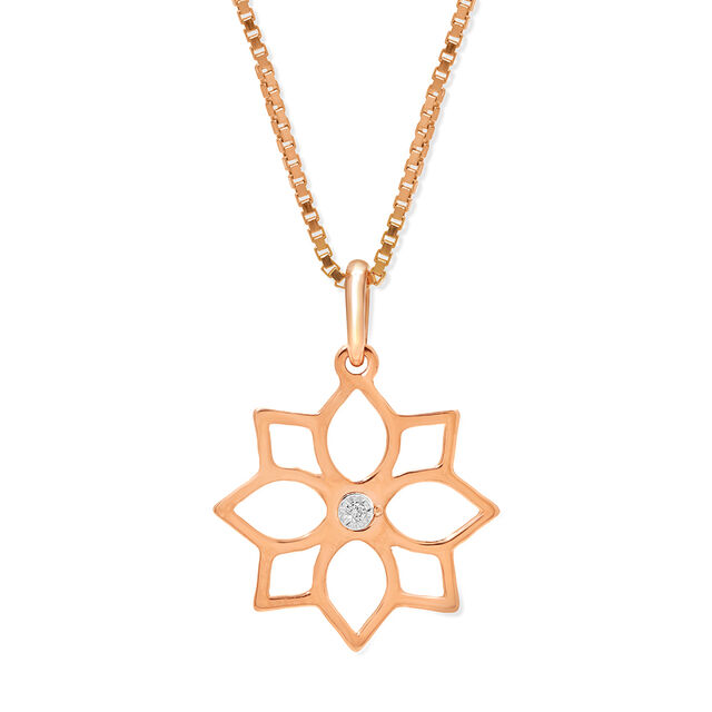 14KT White and Rose Gold Striking floral Diamond Pendant,,hi-res image number null