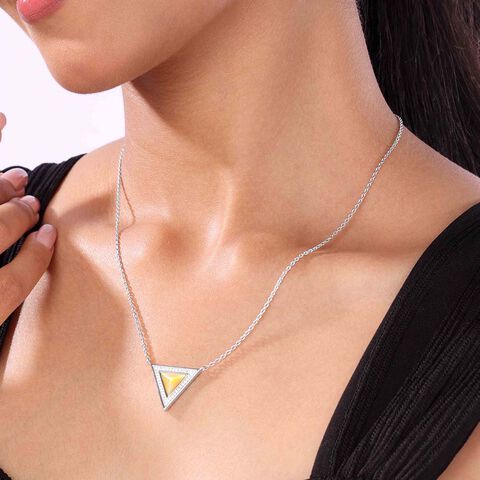 Sunny Geometric Mother of Pearl Silver Necklace