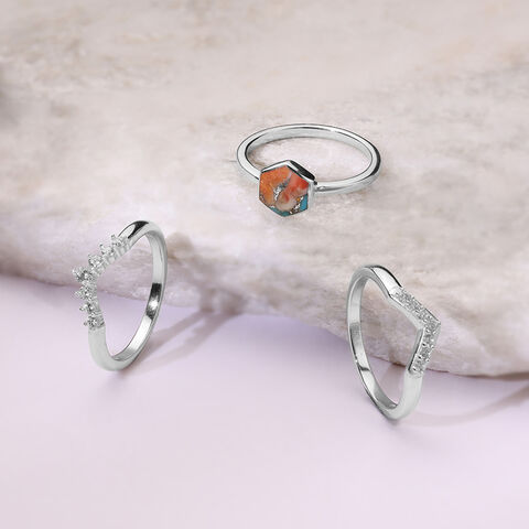 Mystic Trio Stackable Silver Ring