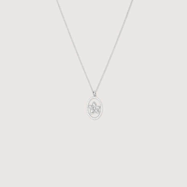Elegant Floral Silver Necklace,,hi-res image number null