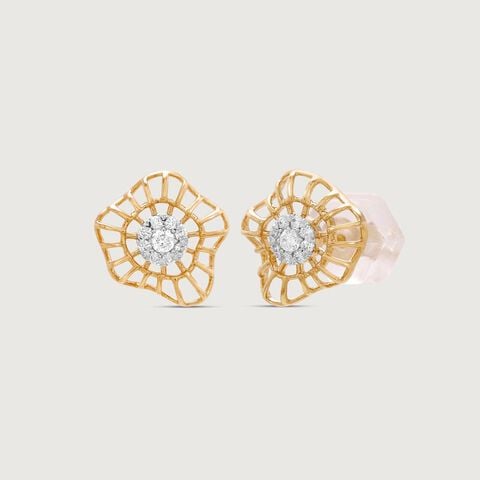 Gleaming Blossom Diamond Stud Earrings