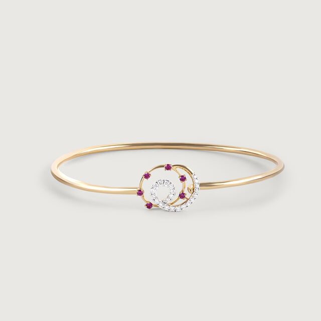 Spiral Grace Gold & Diamond Bangle,,hi-res image number null