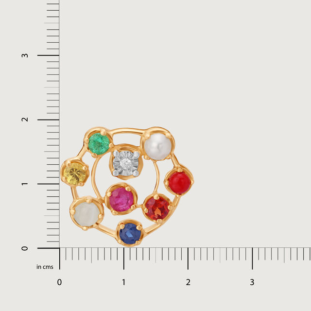Gemstone Galaxy 14KT Modern Navratna Pendant,,hi-res image number null