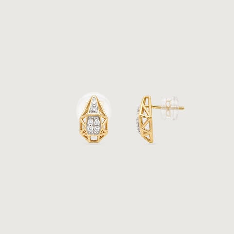 Faceted Balance Diamond Stud Earrings