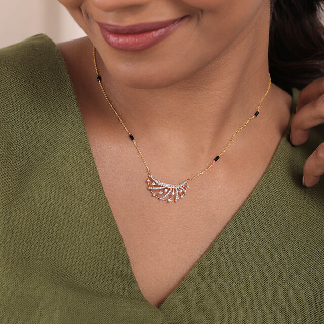 Glowing Eternity 14 Kt Gold and Diamond Mangalsutra,,hi-res image number null