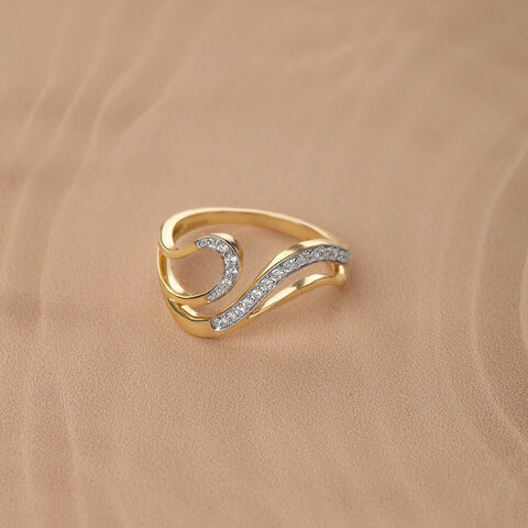 Eternal Wave 14 Kt Gold & Diamond Finger Ring