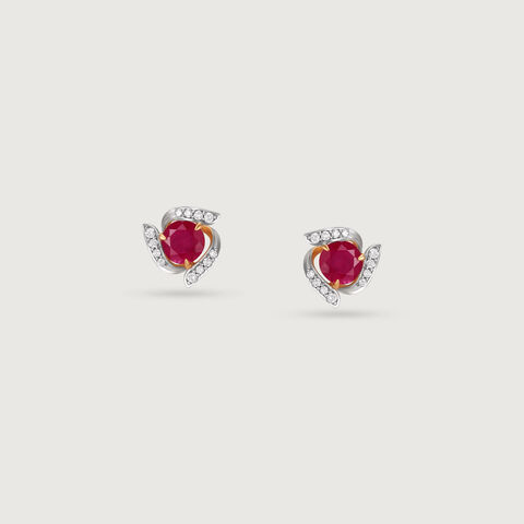 Ruby Rush Diamond & Gold Stud Earrings