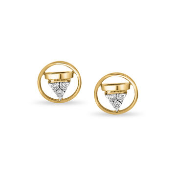 14 KT Rose Gold Triangle Stud Earrings with Diamonds