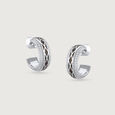 Mosaic Crush Silver Hoop Earrings,,hi-res view 2