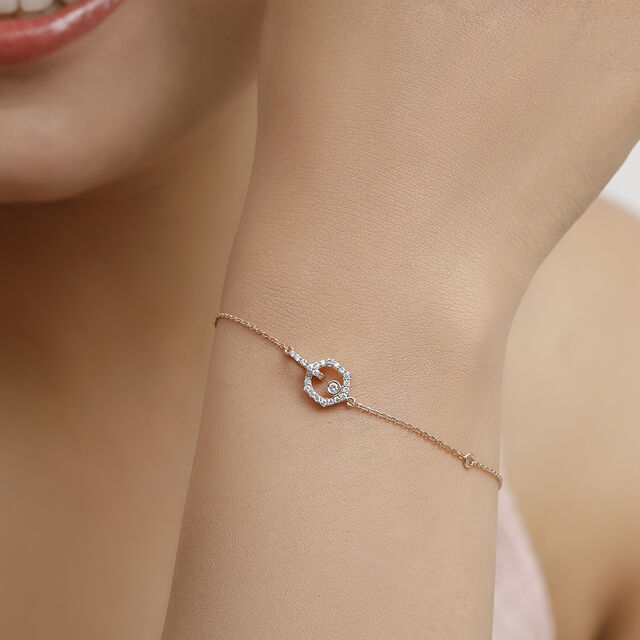 14 KT Rose Gold Hexagon Diamond Bracelet,,hi-res view 3