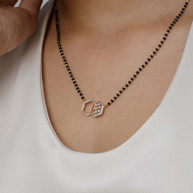 Hexagonal Glow Gold and Diamond Mangalsutra,,hi-res image number null