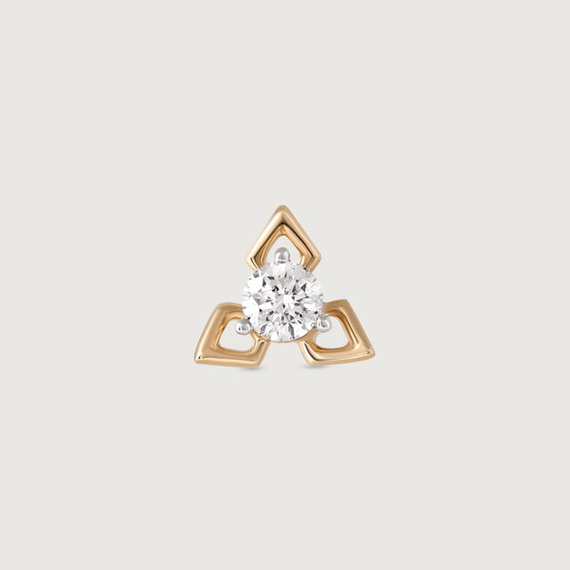 Triple Petal Gold and Diamond Nose Pin,,hi-res image number null