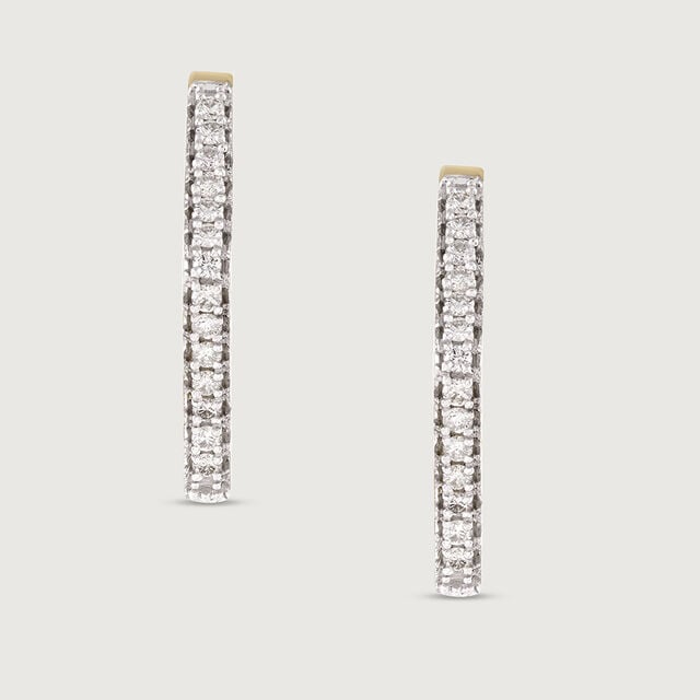 Chic Sleek Gold & Diamond Hoop Earrings,,hi-res image number null