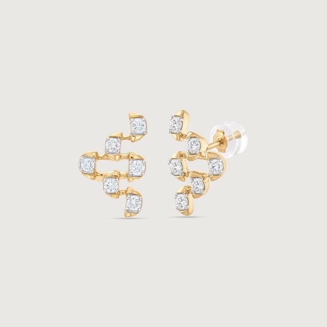 Linked Balance Diamond Stud Earrings,,hi-res image number null