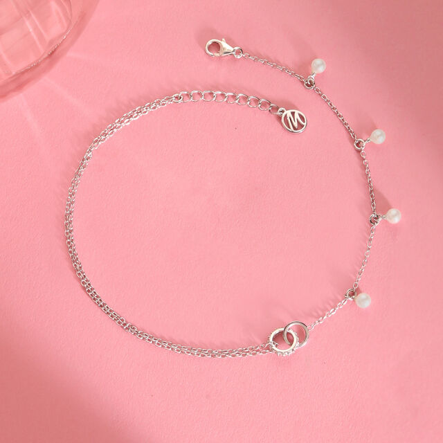 Twin Charm Silver Anklet,,hi-res image number null
