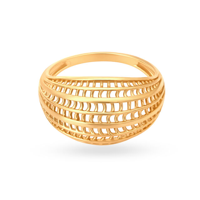 Ribbed Horizon Gold Ring,,hi-res image number null