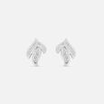Shimmering Leaf Silver Studs Earrings,,hi-res view 3