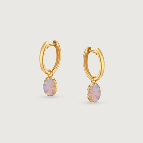 Sun Glow Opal Gold Hoop Earrings